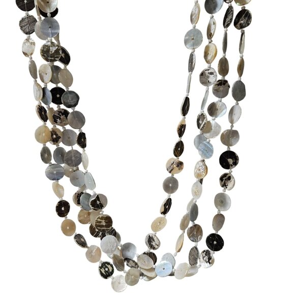 Boho Abalone Shell Multi Strand Necklace Beach Core Ocean Fashion Jewelry Women - Picture 1 of 5